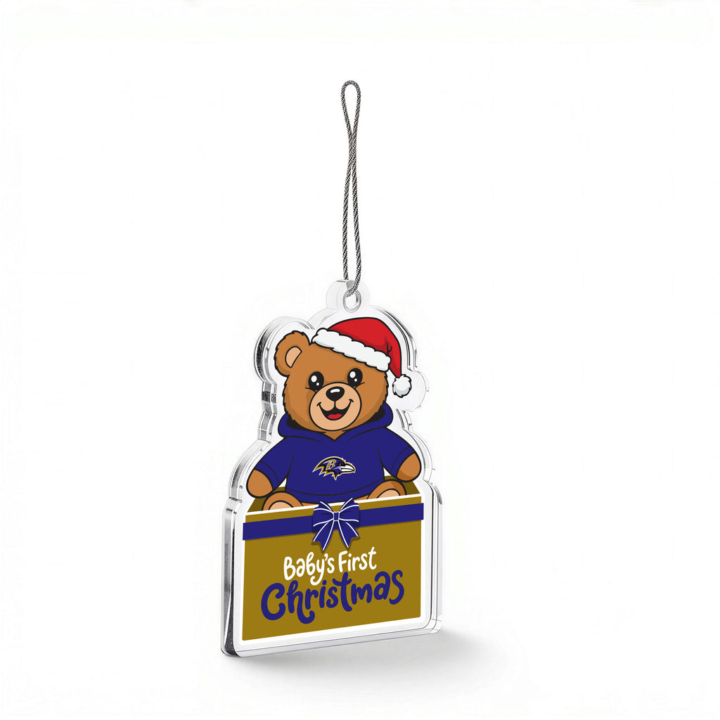Baltimore Ravens Christmas Bear Acrylic Ornament