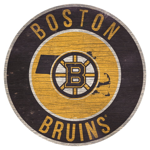 Boston Bruins 12" Circle with State Sign