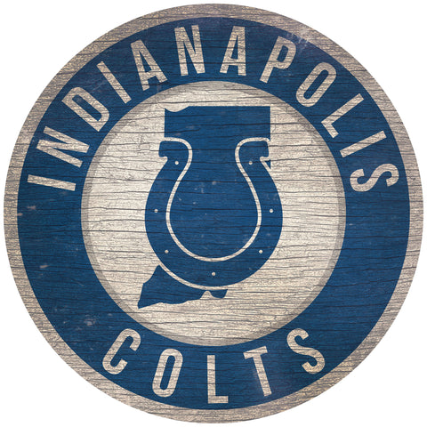 Indianapolis Colts 12" Circle with State Sign