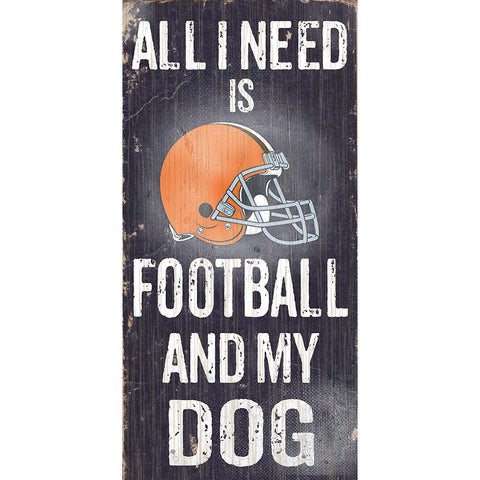 Cleveland Browns Sports and My Dog Wooden Sign