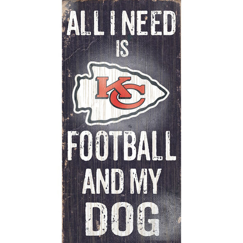 Kansas City Chiefs Sports and My Dog Wooden Sign