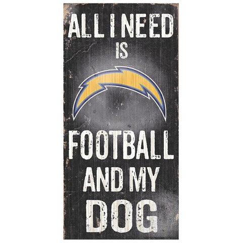 Los Angeles Chargers Sports and My Dog Wooden Sign