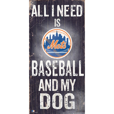 New York Mets Sports and My Dog Wooden Sign