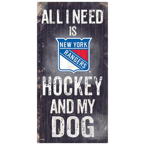 New York Rangers Sports and My Dog Wooden Sign