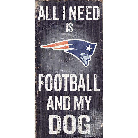New England Patriots Sports and My Dog Wooden Sign