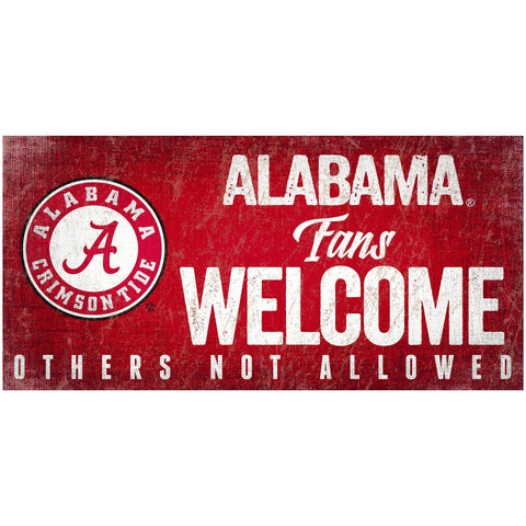 Alabama Crimson Tide Fans Welcome Wooden Sign