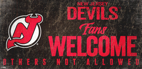 New Jersey Devils Fans Welcome Wooden Sign
