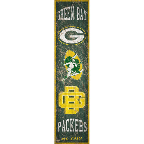 Green Bay Packers Heritage Vertical Wooden Sign