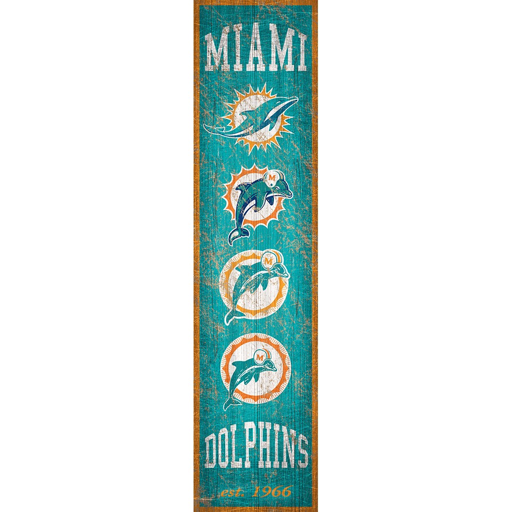 Miami Dolphins Heritage Vertical Wooden Sign