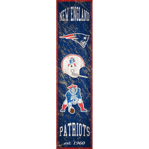 New England Patriots Heritage Vertical Wooden Sign