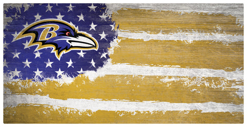 Baltimore Ravens Team Flag Wooden Sign