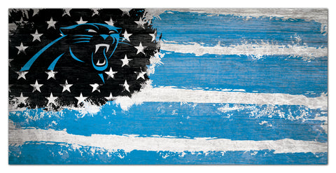 Carolina Panthers Team Flag Wooden Sign