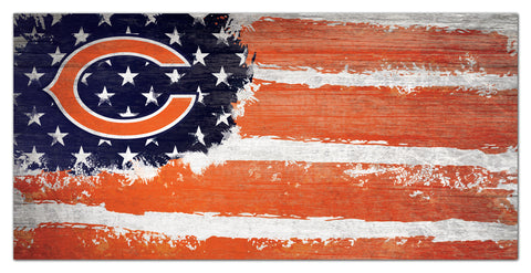 Chicago Bears Team Flag Wooden Sign