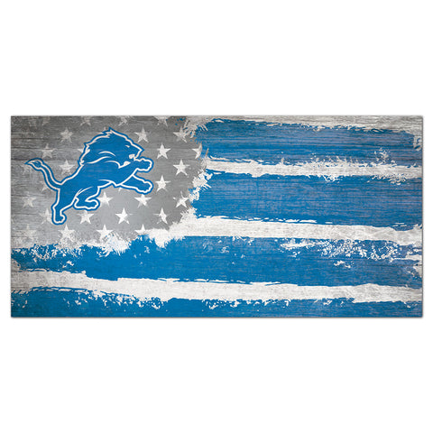 Detroit Lions Team Flag Wooden Sign