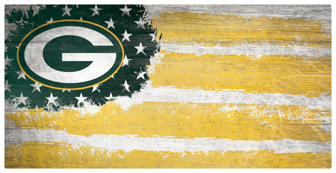 Green Bay Packers Team Flag Wooden Sign