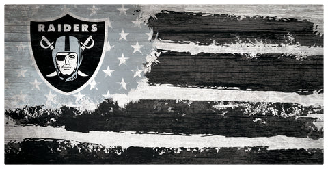 Las Vegas Raiders Team Flag Wooden Sign