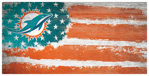Miami Dolphins Team Flag Wooden Sign