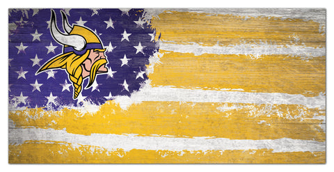 Minnesota Vikings Team Flag Wooden Sign