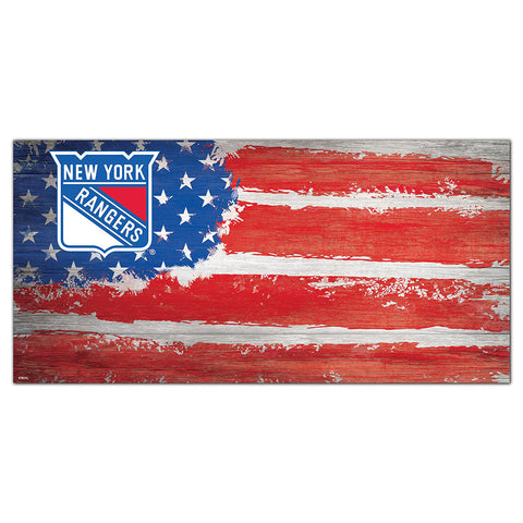 New York Rangers Team Flag Wooden Sign