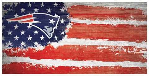 New England Patriots Team Flag Wooden Sign