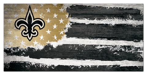 New Orleans Saints Team Flag Wooden Sign