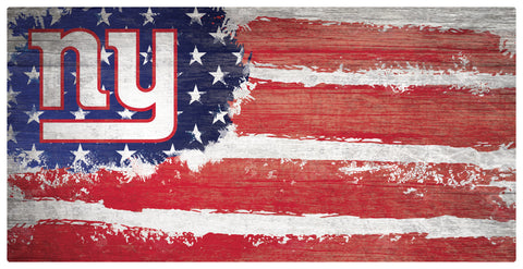 New York Giants Team Flag Wooden Sign
