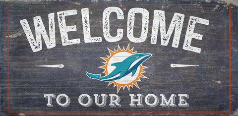 Miami Dolphins Welcome Distressed Wooden Sign