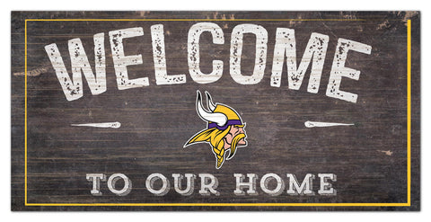 Minnesota Vikings Welcome Distressed Wooden Sign