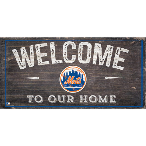 New York Mets Welcome Distressed Wooden Sign
