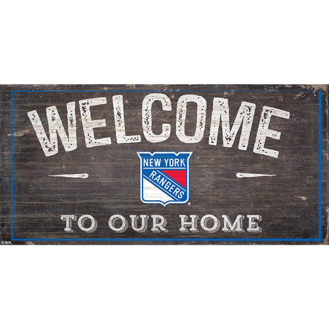 New York Rangers Welcome Distressed Wooden Sign