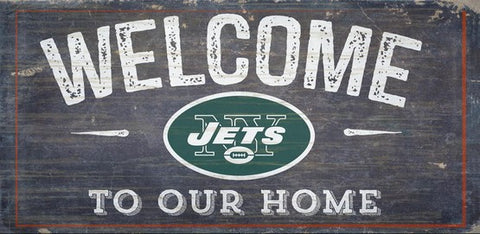 New York Jets Welcome Distressed Wooden Sign