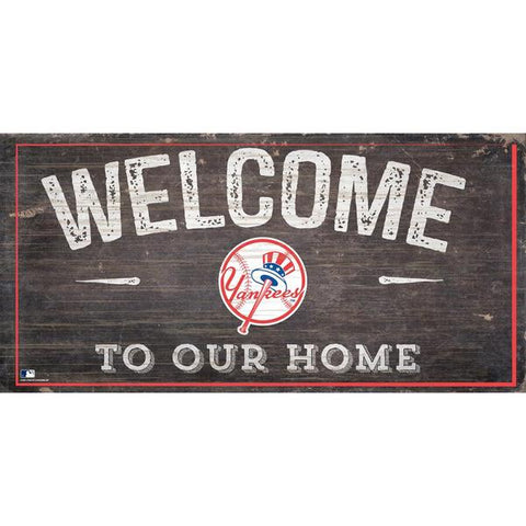 New York Yankees Welcome Distressed Wooden Sign