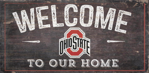 Ohio State Buckeyes Welcome Distressed Wooden Sign