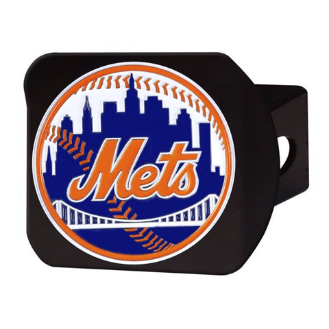 New York Mets Metal Hitch Cover - Black w/ Color