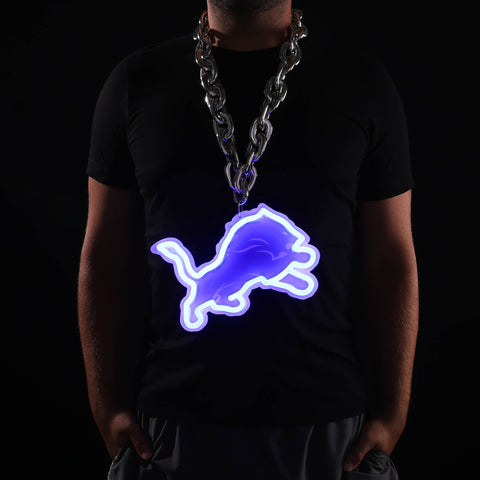 Detroit Lions 10" Neon Light Up Big Logo Fan Chain