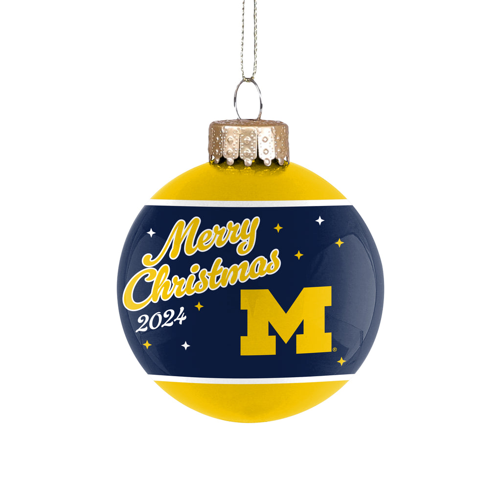 Michigan Wolverines 2024 Glass Ball Ornament
