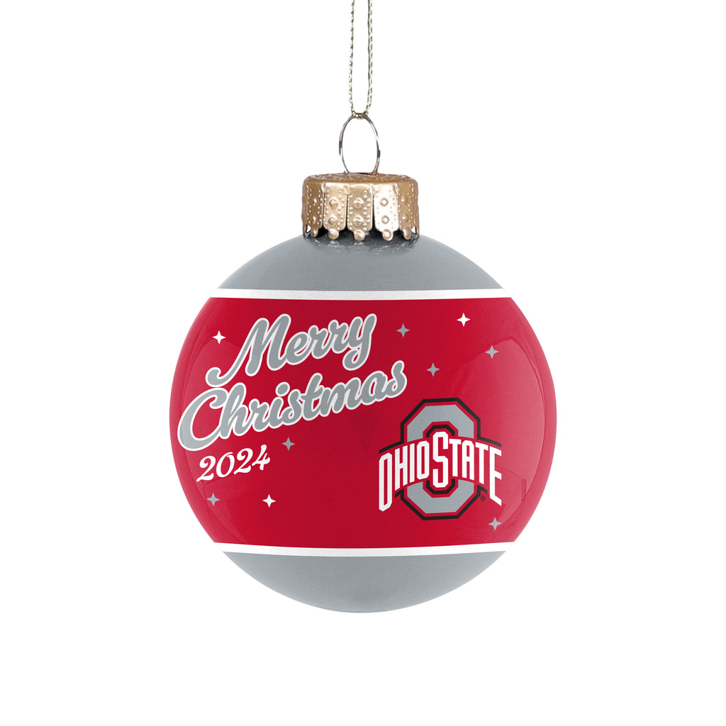 Ohio State Buckeyes 2024 Glass Ball Ornament