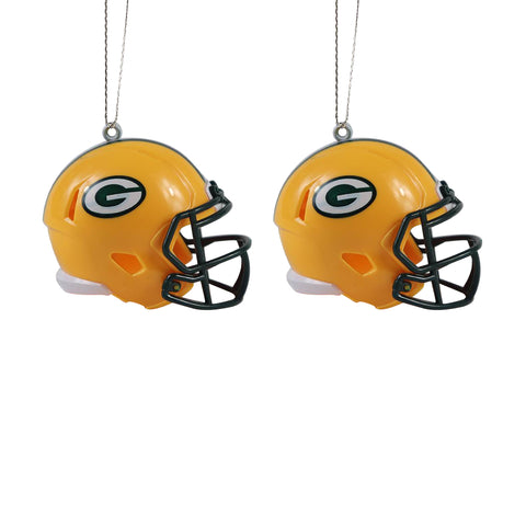 Green Bay Packers 2 Pack Plastic Helmet Ornament