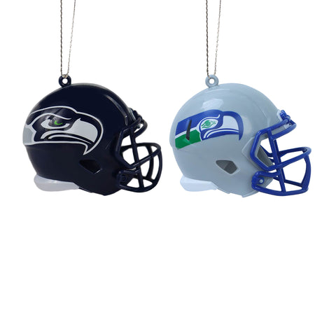 Seattle Seahawks 2 Pack Plastic Helmet Ornament