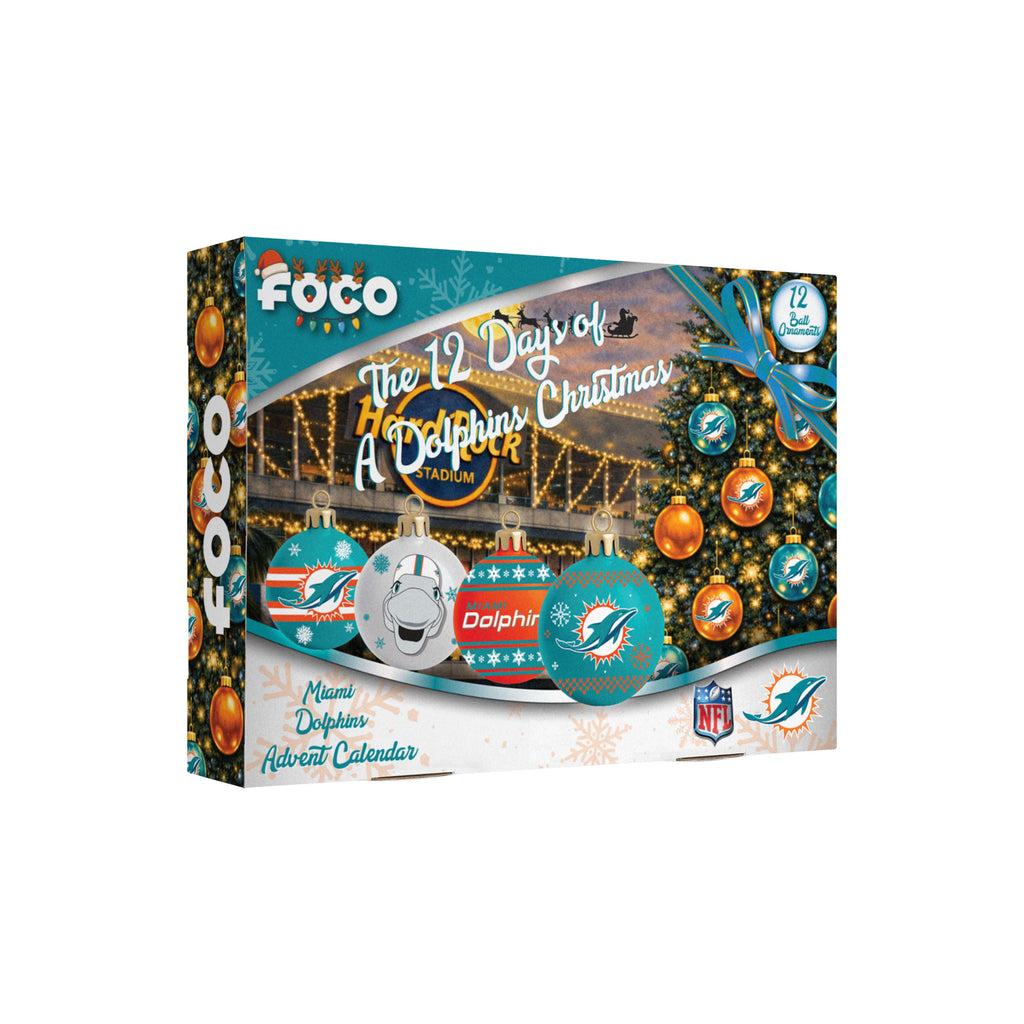 Miami Dolphins Glass Ball Ornament Advent Calendar