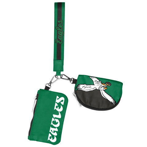Philadelphia Eagles Retro Big Logo Dual Pouch Wristlet - Kelly Green