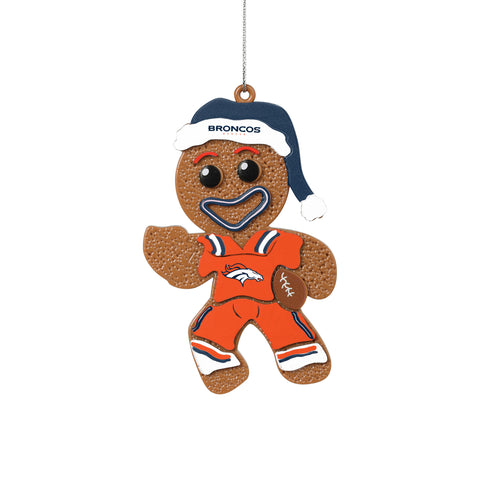 Denver Broncos Gingerbread Man in Uniform Ornament