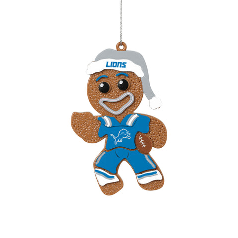 Detroit Lions Gingerbread Man in Uniform Ornament