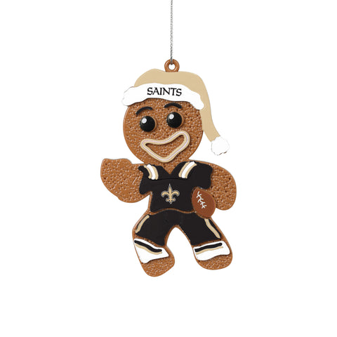 New Orleans Saints Gingerbread Man in Uniform Ornament