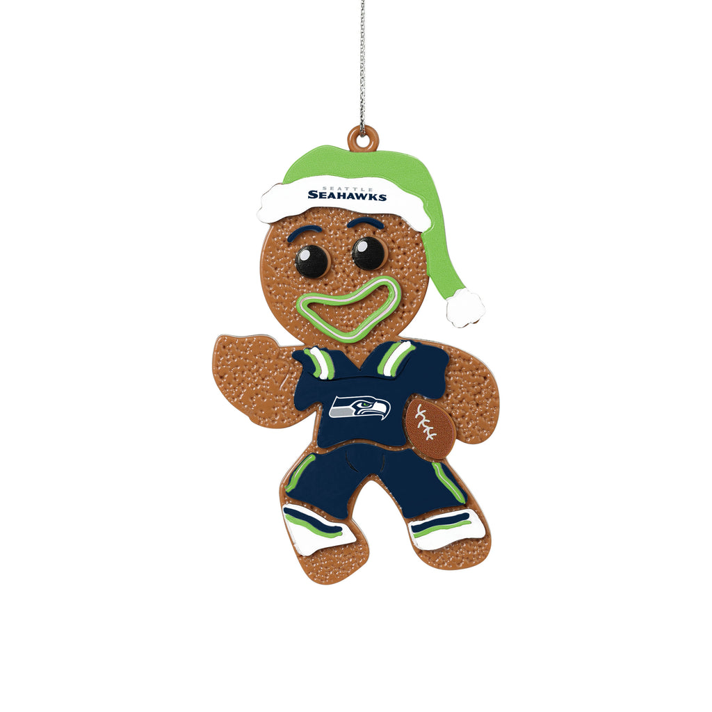 Seattle Seahawks Gingerbread Man in Uniform Ornament