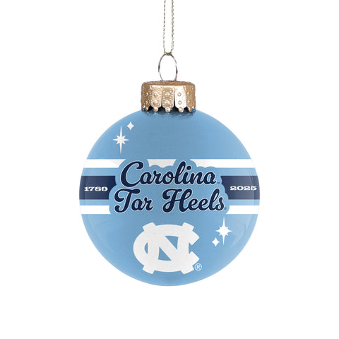 North Carolina Tar Heels 2025 Glass Ball Ornament