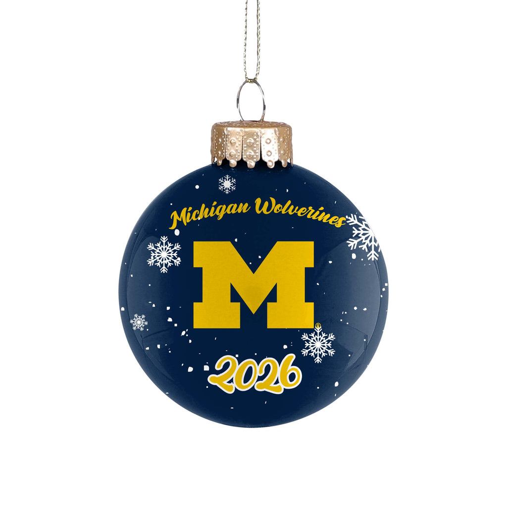 Michigan Wolverines 2026 Glass Ball Ornament