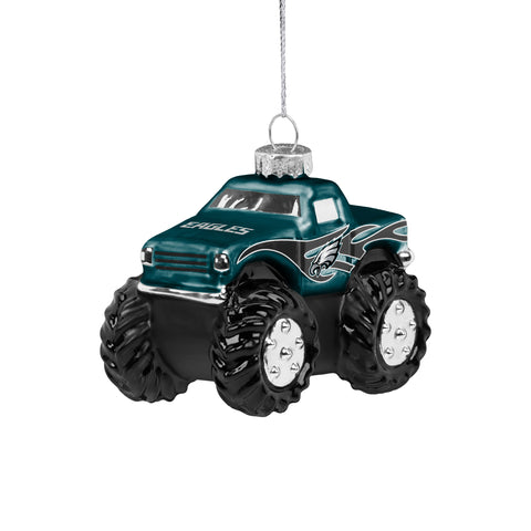 Philadelphia Eagles Blown Glass Monster Truck Ornament