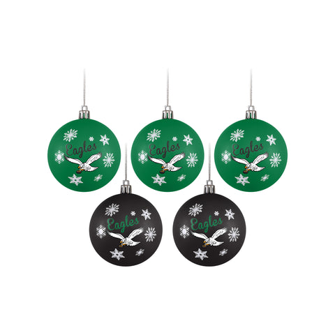 Philadelphia Eagles Retro 5 Pack Shatterproof Ball Ornament Set