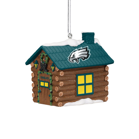 Philadelphia Eagles Resin Log Cabin Ornament